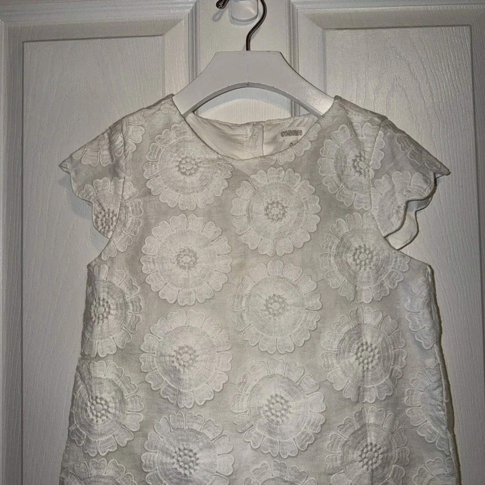 NEW Gymboree Girls White Dress Formal Size M 7/8 Cap Sleeve‎ Easter Spring